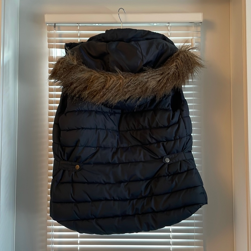 L.O.G.G Navy Vest with detachable hood with faux fur